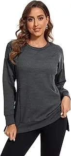 [Smallshow] Women's Nursing Tops Sweatshirt Long Sleeve Side Split Breastfeeding Shirt