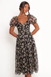 [PUP71] Farryn Maxi Dress - Black Beige Floral XS black