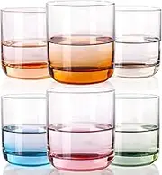Colored Whiskey Glasses Set 6-Colorful Whiskey Glasses for Wine water,whiskies, juices, cocktails,Unique Gifts for Father day Birthday Wedding Party