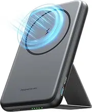 INIU Magnetic Wireless Power Bank, 20W Slim 6000mAh Portable Phone Charger with Stand, USB C in&Out Powerbank, Compatible with Magsafe, Mag Safe Battery Bank for iPhone 16 Pro Plus Max 15 14 13 12