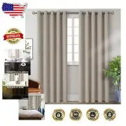 Set of 2 Camel Thermal Insulated Blackout Curtains - 84" Room Darkening Drapes
