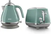 De'Longhi Icona Capitals Kettle and Toaster Set CTOCGR-KBOC, 2 Slice Toaster ...