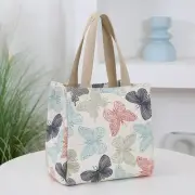 Printed Butterfly Work Food Container Bags Canvas Handbag for Worker