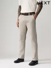 Light Stone Straight Fit Belted Soft Touch Chino Trousers (AD9946) | $55