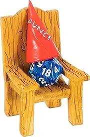 DND Dice Jail - Time Out Chair & Dunce Hat - Punish Your Bad Dice in Our Chair of Shame - Accessories/Dungeons and Dragons. Miniature Chair & Cap Works for All D&D Dice D20, D10, D8, D6, D4