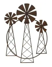 [Willow & Silk] Country Windmill Circle Wall Art in Brown