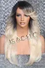 Human Hair Blend Wig Heat OK Wavy Side Long Blonde Black Ombre Bang Layered JVTH