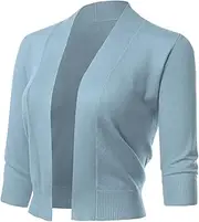 Allsense Women's 3/4 Sleeve Open Front Knit Cropped Bolero Cardigan Shrug Sweaters