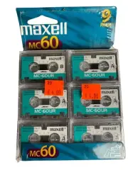 Maxell MC60 MicroCassette Audio Tape 6 Pack MC-60UR Blank New
