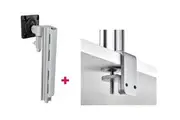 Atdec AWMS-1340 130mm Arm + 400mm Post / 12kg (26.5lb) Flat Screens, 10kg (22lb) Curved Screens + Heavy-Duty F Clamp Desk Fixing, Silver
