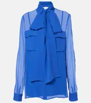 [Costarellos] Costarellos Silk georgette blouse AU 14 blue