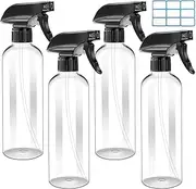 Cleaning Spray Bottle 16oz 4 Pack Empty Plastic Spray Bottles for Cleaning Solutions Alcohol Hair Plants Bleach with Adjustable Nozzle (All-Purpose)