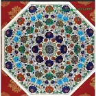 48" white marble table top coffee inlay lapis malachite room decor dining table