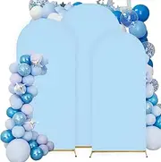 Arch Backdrop Cover Set of 3 (4FT, 5FT, 6FT) Wedding Arch Cover Spandex Fitted Balloon Stretchy Backdrop for Birthday Party Baby Shower Ceremony Banquet Decoration(Blue)