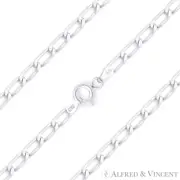 3.2mm Open Link Italian Long Cable Chain Anklet Solid .925 Italy Sterling Silver