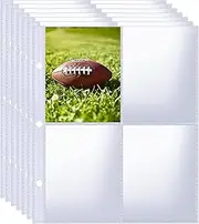 50PCS Card Sleeves Binder Sheets, 3 Holes Trading Card Pages Sleeves, 4 Pockets Baseball Card Sleeves Fit for Sport Cards, Game Cards