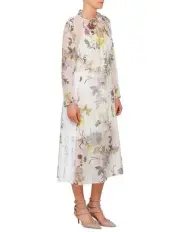 SEE BY CHLOÉ FLORAL MIDI DRESS SHEER PATCHWORK SILK ORGANZA IT40-S/M/L Flowers