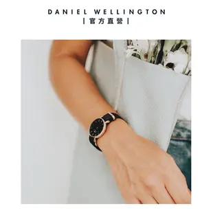 Daniel Wellington 錶帶 Petite Cornwall 寂靜黑織紋錶帶-三色任選(DW00200195)/ 香檳金框/ 12mm