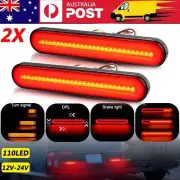 2X Tray Back Ute 110LED Tail Lights Flowing Turn Signal Slim Strip Truck Trailer