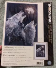 Dimensions In Harmony Howling Wolves Cross Stitch Kit NEW Wolf Full Moon #35203