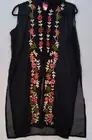 Ishka Black Tunic Free Size Sleeveless Embroidered Tunic