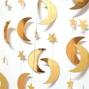 Party Decor EID Mubarak Banner Glitter EID Star Moon Letter Paper Bunting Garland Islamic Muslim Mubarak Ramadan Decoration Party Supplies (Color : 4m Style J)