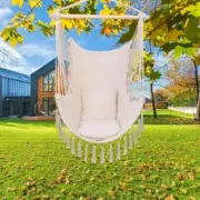 Hanging Rope Hammock Chair Swing Seat for Indoor / Outdoor Use (White)