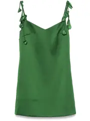 [Self-Portrait] Green Satin Flower Mini Dress