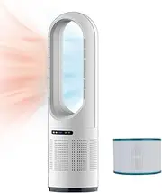 3 IN 1 Tower Fan with HEPA, 31.5Inch Cooling & Heating Bladeless Fan, Floor Fan Combo 80° Oscillating, 8H Timer for Indoor, Bedroom, Home Office Room(White)