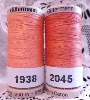 2 peach GUTERMANN 100% cotton hand thread for Quilting 220 yard Spools