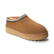 Aus Wooli Ugg Sheepskin Wool Ankle Braid Platform Mentone Slippers -Tan
