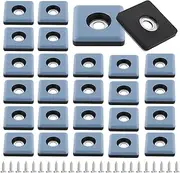 Pack of 24 Teflon Glides, for Screwing 25 x 25 mm, Teflon Furniture Gliders, for Heavy Furniture, Square Furniture Sliders with Stainless Steel Screws for Furniture Armchair Legs