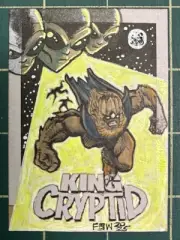 ALTERNA KING CRYPTID vs ALIEN INVADERS Original 2.5" x 3.5" SKETCH CARD