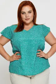 Geo Print Shell Top Short Sleeve