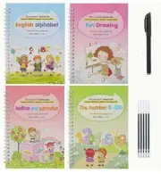 4pcs Reusable Magic Kids Practice Books Educational Handwriting Tracing Workbook