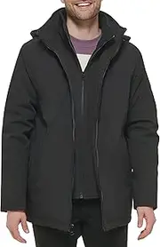 [Calvin Klein] Men's Rip Stop Hooded Jacket with Inner Fleece Bib Outerwear