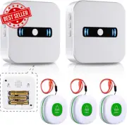 Wireless Caregiver Pager Alert System 2 Receivers 3 Call Buttons for Elderly