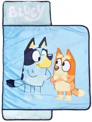 Jay Franco Bluey Sisters Nap Mat with Built-in Pillow and Blanket