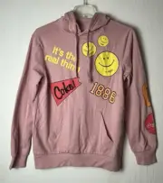 Coca Cola Hoodie Pink Small S New NWT 1886 Coke Smiley Face Sweatshirt