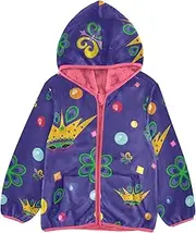 [GuoChe] Sherpa Jacket Baby Boy Cute Mardi Gras Carnival Colorful Winter Jacket Toddler Boy pink Girl Zip Up Jacket 3T