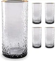 Beatriz Ball GLASS Croc Highball with Gold Rim Set of 4 (Smoke Grey)