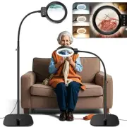 30X 10X Large Floor Magnifying Glass with Light and Stand,72 LED Flexible Goo...