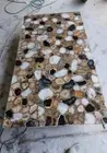Natural Geode Mix Agate Coffee Table Top, Agate Stone Center Table Top Home Deco
