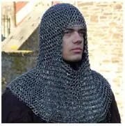 Medieval Round Riveted Chainmail Hood/Coif Reenactment Chain Mail Larp