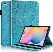 [CXTcase] for Samsung Tab S6 Lite Case Embossed Tree PU Leather Case Wallet Flip Cover Stand Function Tablet Case for Samsung Galaxy Tab S6 lite 10.4 Inch 2020 SM-P610 / SM-P615 - Blue