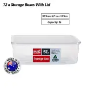 12 x 5L Plastic Storage Container Kitchen Fridge Pantry Organiser Tubs Tool Box