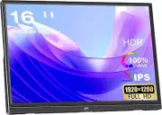 Kenowa Portable Monitor 16 Inch Full HD 1920X1200P Laptop Monitor with USB Type-