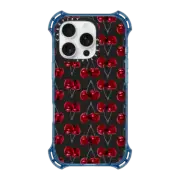 iPhone 16 Pro Bounce Case MagSafe Compatible Modern Cherries Red and Gray Fruity Pattern on Charcoal Black