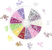 Mikinona 2 Box Nail Art Material Set Manicure Rhinestones Colorful Sequins Nail Stickers Glitter Patches Salon