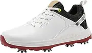 [JiuQing] Golf Shoes Men Professional Leather Golfing Trainers Spikes Removable Outdoor Anti Slip Footwear